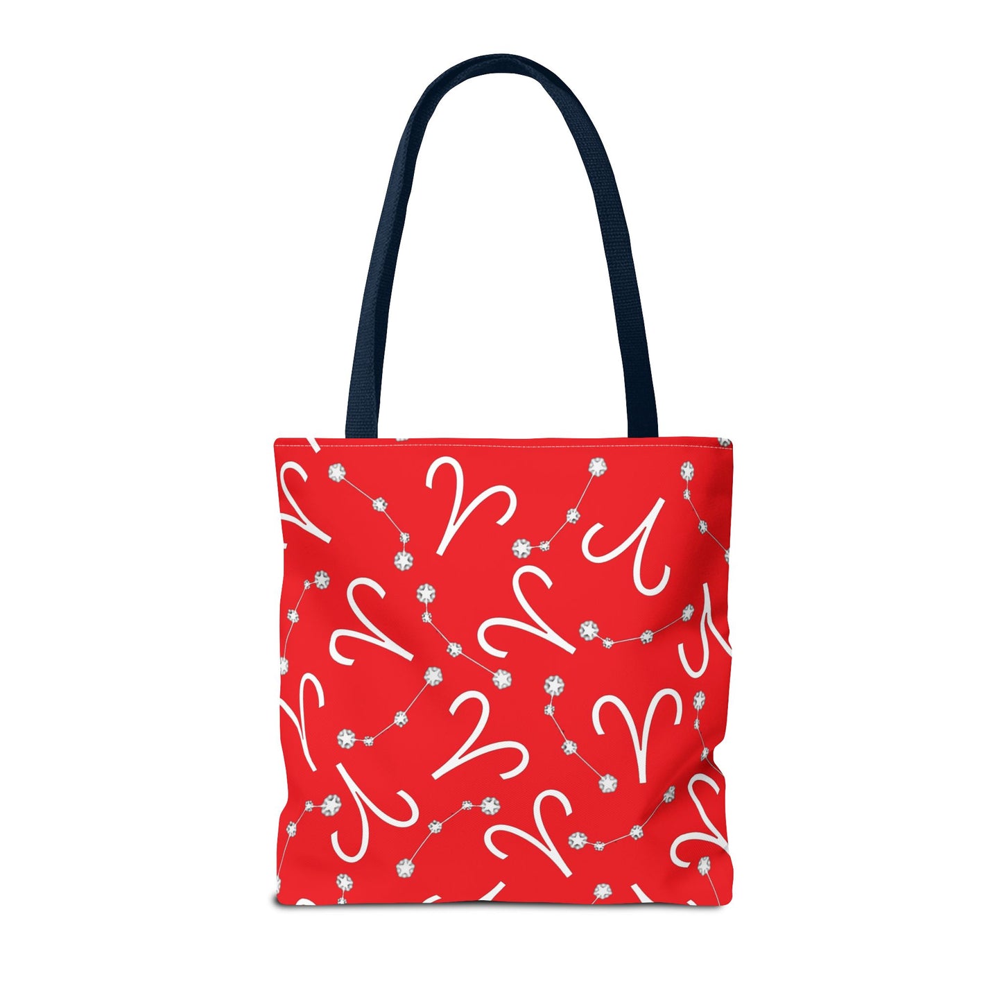 Tote Bag, Aries Zodiac Sign, AOP, (Red, White)