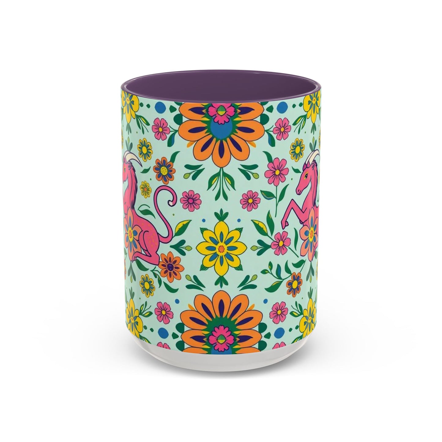 Accent Coffee Mug, Aquarius, Zodiac, Flower Pattern, (11, 15oz)