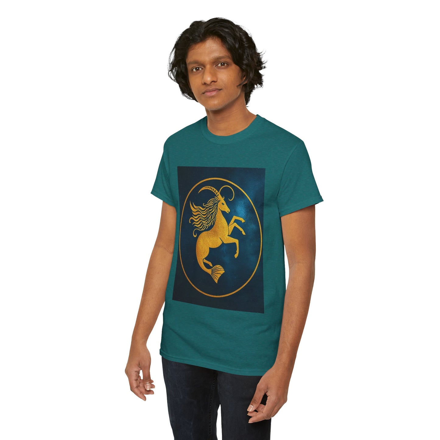 Unisex Heavy Cotton T-Shirt, Capricorn Animal v3, Symbol, Zodiac Design