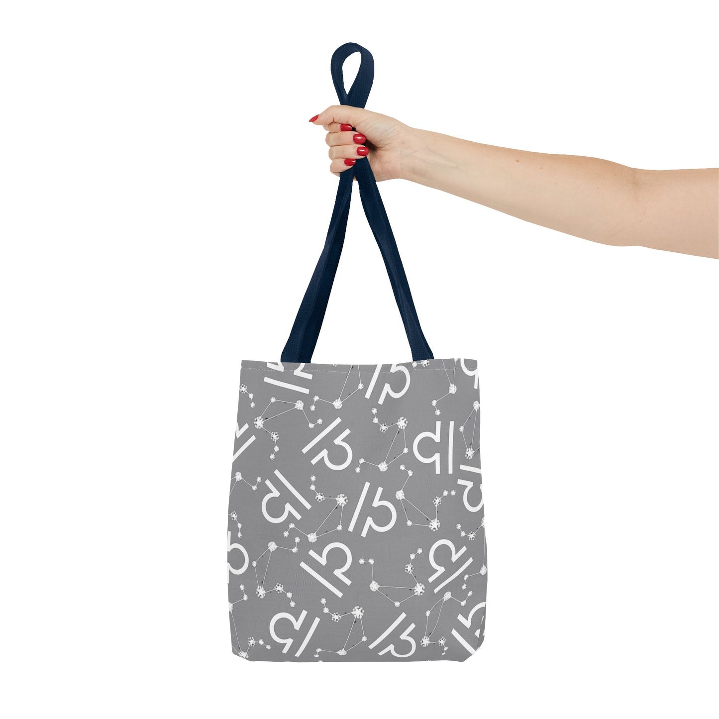 Tote Bag, Libra Zodiac Sign, AOP, (Grey, White)