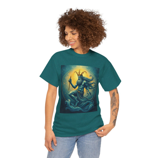 Unisex Heavy Cotton T-Shirt, Aquarius God, Zodiac Design