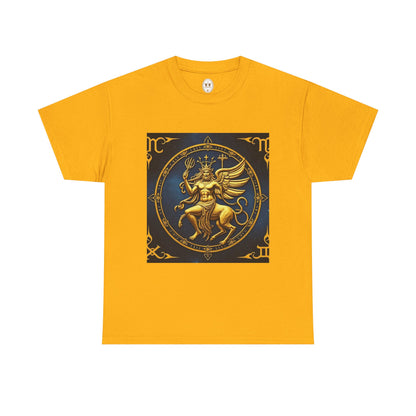 Unisex Heavy Cotton T-Shirt, Gold Angel, Symbol, Virgo Zodiac Design