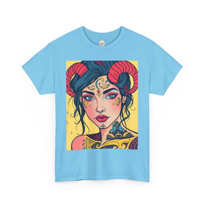 Unisex Heavy Cotton T-Shirt, Aries, Zodiac, Sexy Art