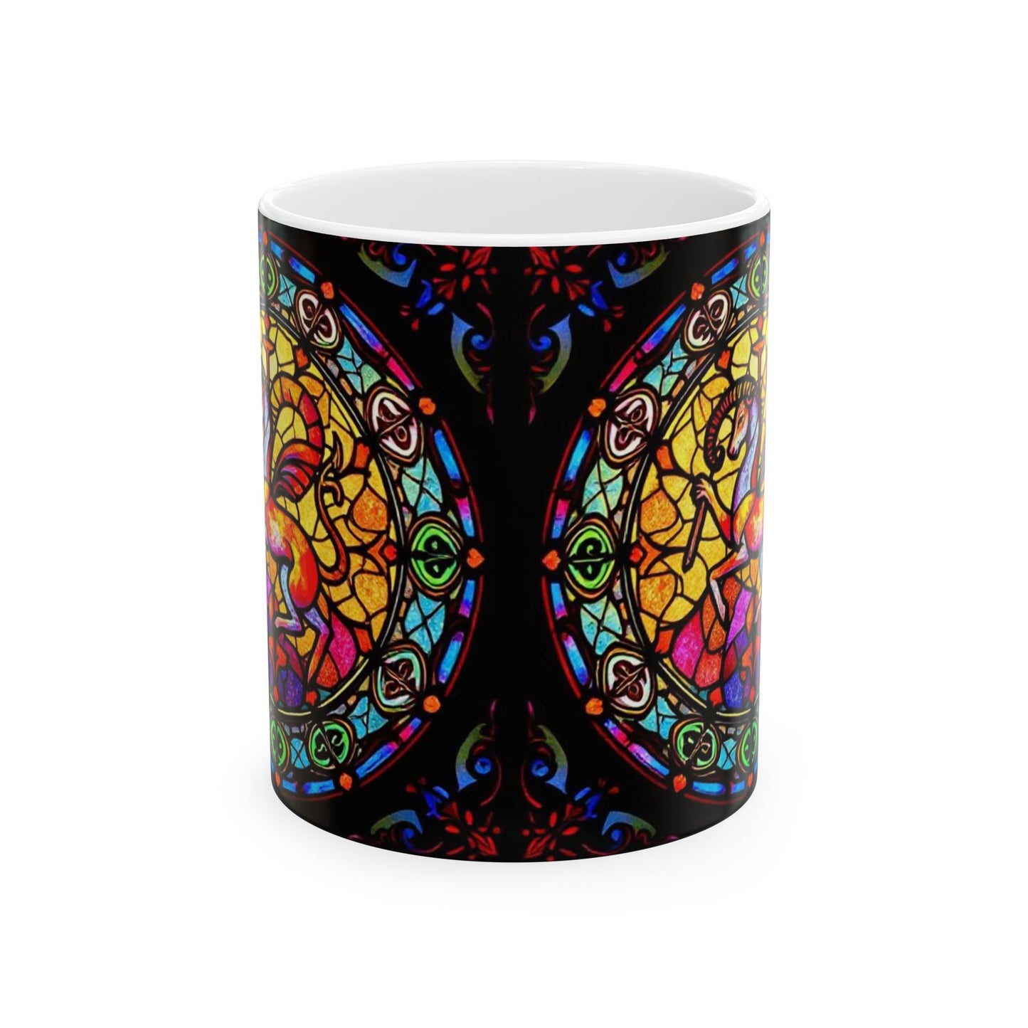 Ceramic Mug, (11oz, 15oz), Ceramic Coffee Mug, AOP, Glass Design, Aries Zodiac