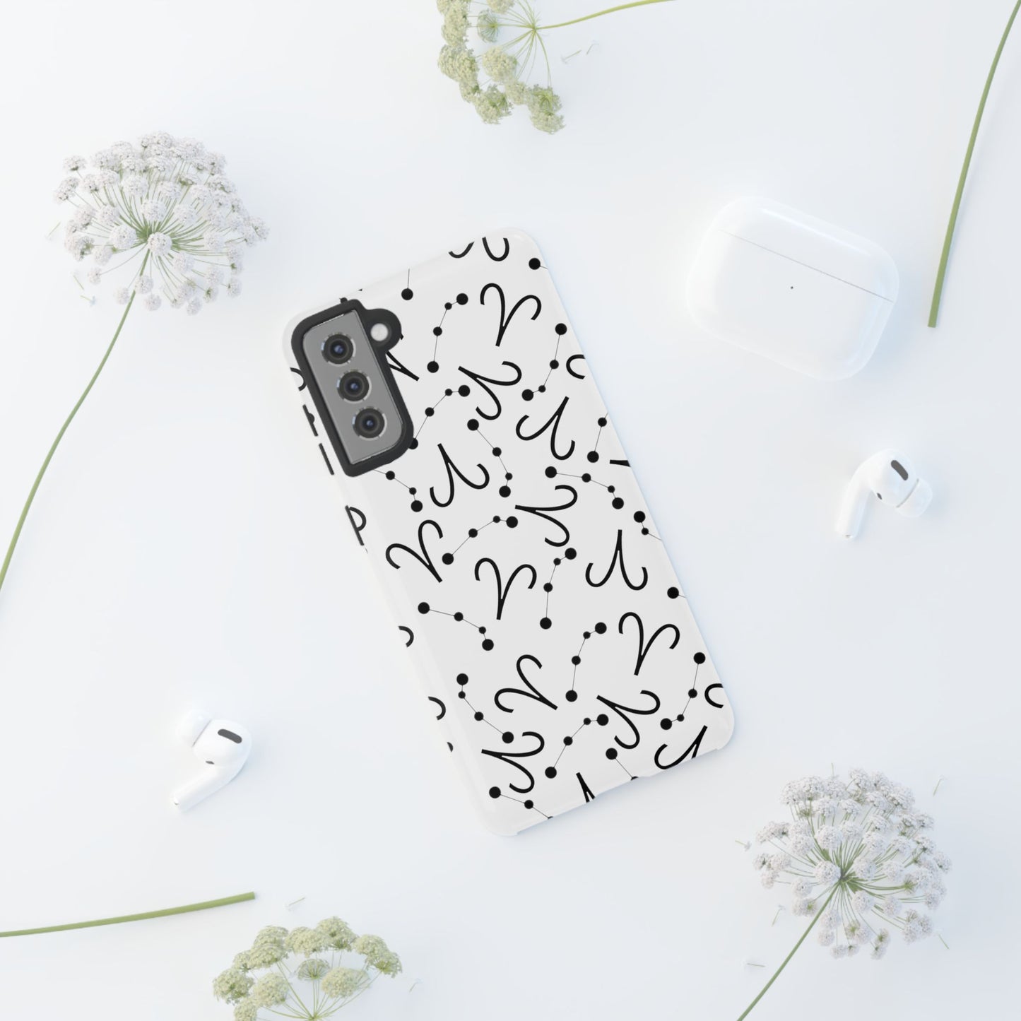 Tough Cases with the Aries Zodiac sign for iPhone, Samsung Galaxy, and Google Pixel devices