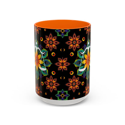 Accent Coffee Mug, Libra, Zodiac v4, Flower Pattern, (11, 15oz)
