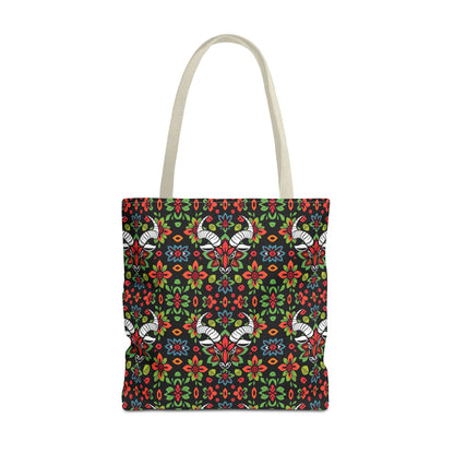 Tote Bag (AOP), Taurus, Zodiac v1, Flower Pattern