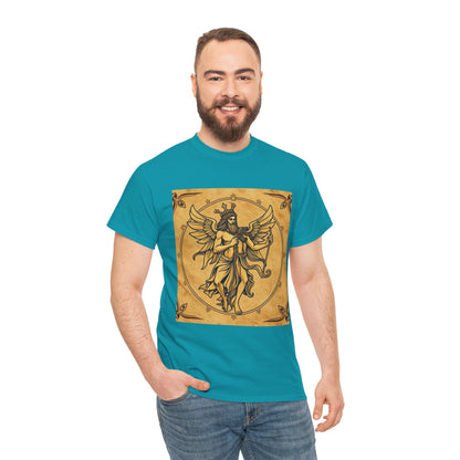 Unisex Heavy Cotton T-Shirt, Pencil Art, Gemini Zodiac Design