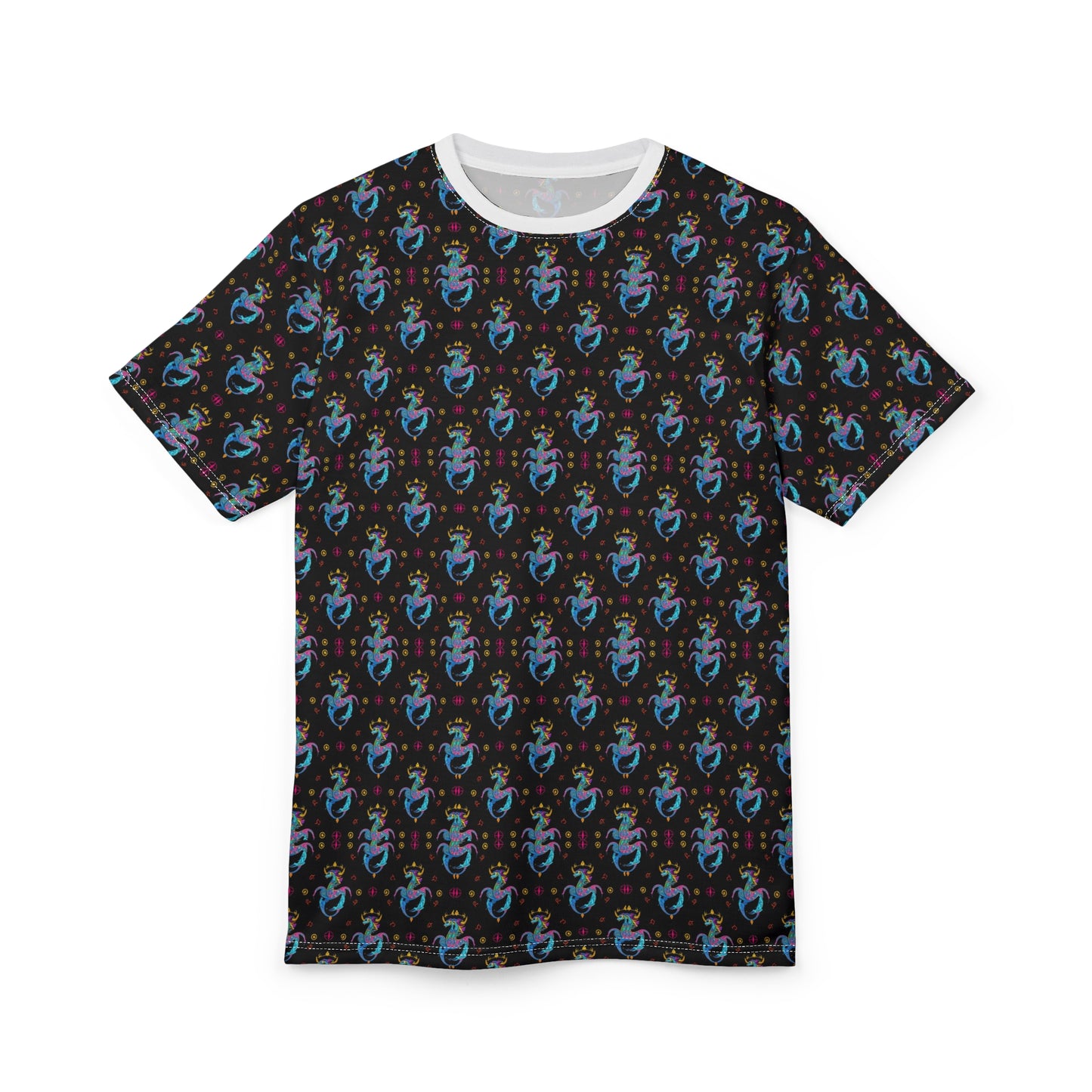 Unisex Cut & Sew T-Shirt, (AOP) Aquarius, Zodiac v1, Jewels Pattern