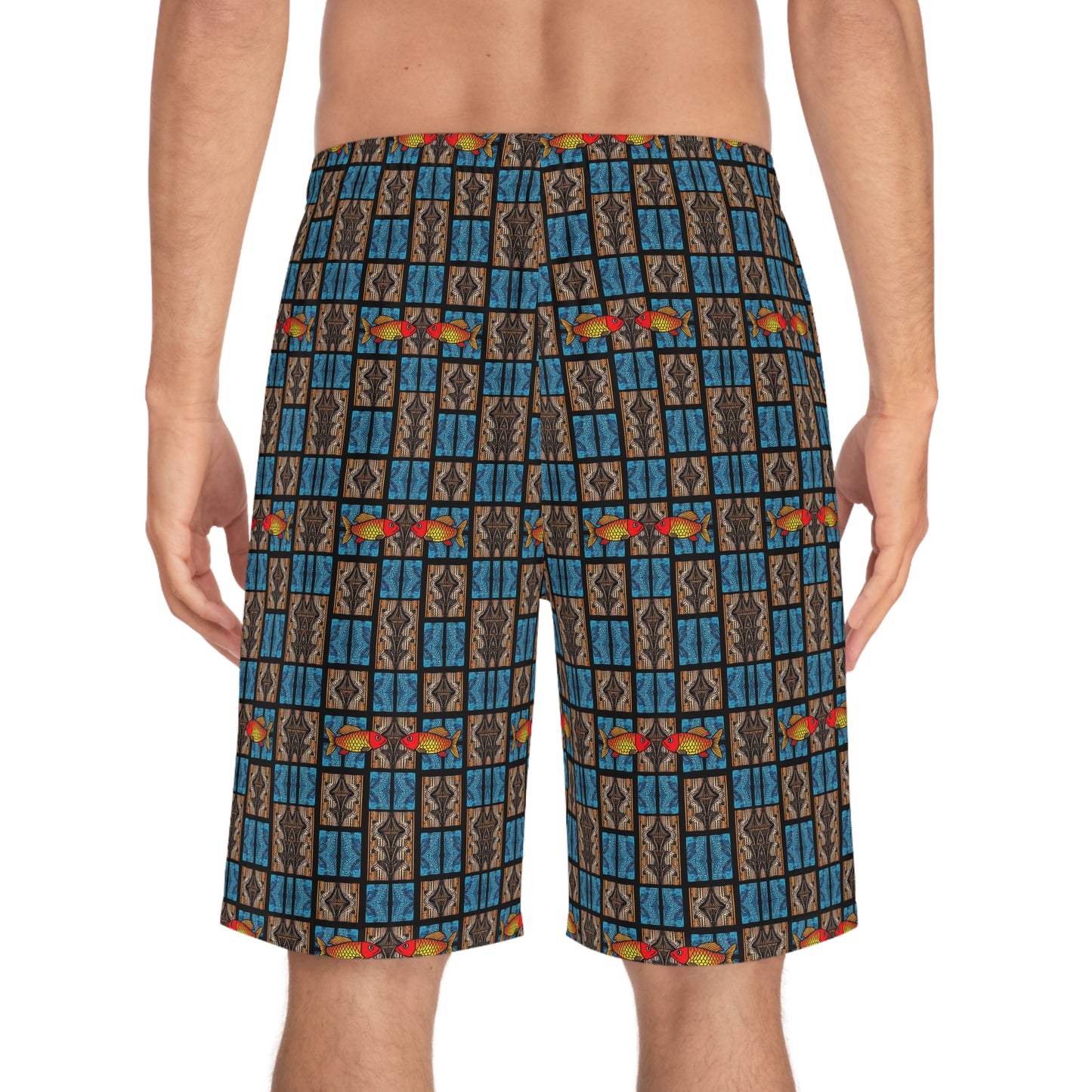 Men's Board Shorts, (AOP), Pisces, Zodiac v2, Shape Pattern