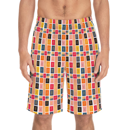 Men's Board Shorts, (AOP), Virgo, Zodiac v2, Shape Pattern