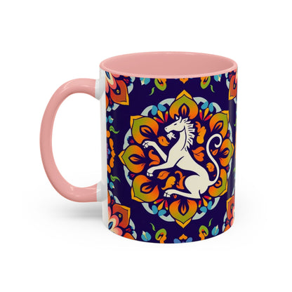Accent Coffee Mug, Virgo, Zodiac v4. Flower Pattern, (11, 15oz)