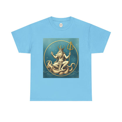 Unisex Heavy Cotton T-Shirt, Aquarius God 3v, Zodiac Design
