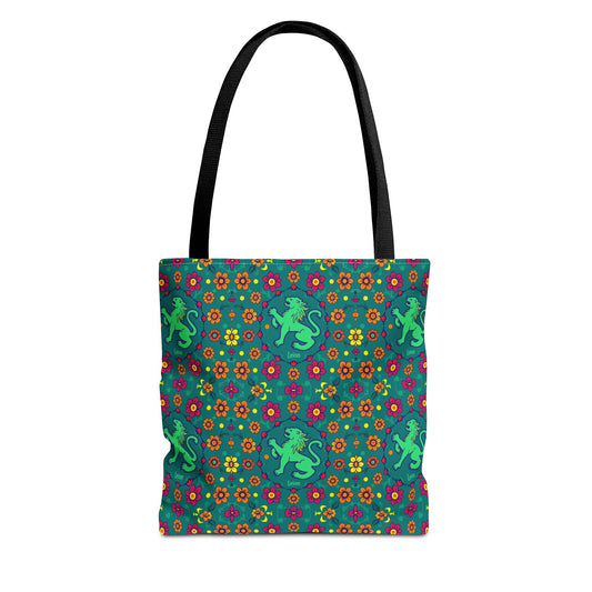 Tote Bag (AOP), Leo, Zodiac v1, Flower Pattern
