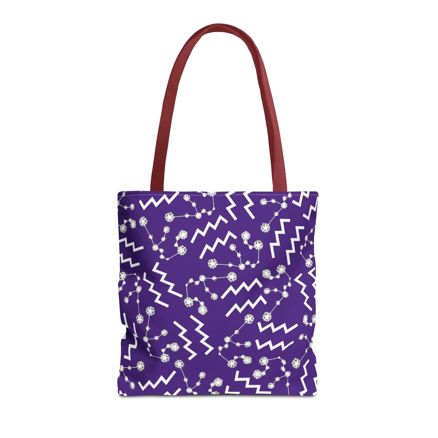 Tote Bag, Aquarius Zodiac Sign, AOP, (Purple, White)
