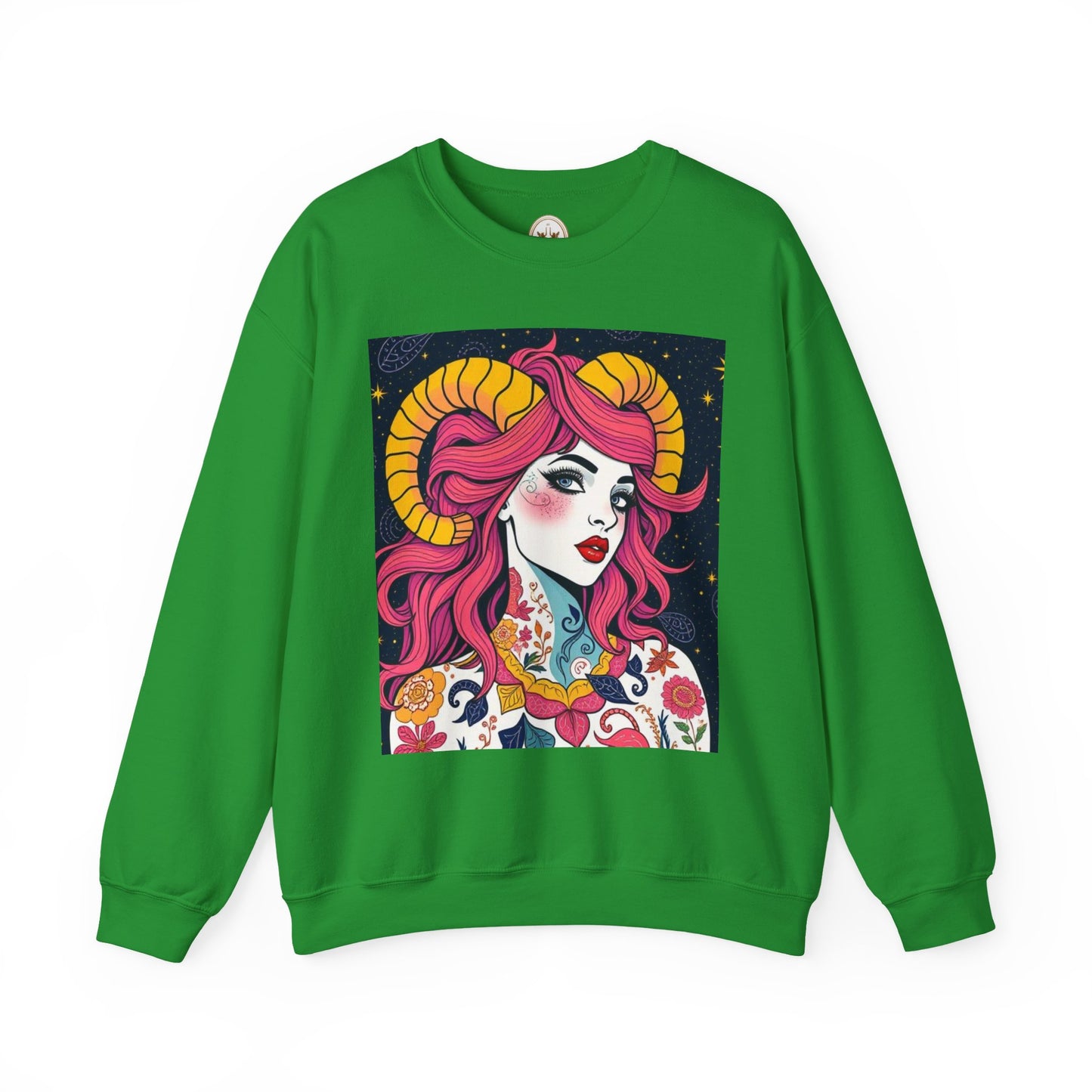 Unisex Heavy Blend™ Crewneck Sweatshirt, Aries, Zodiac, Sexy Pattern