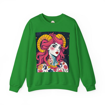 Unisex Heavy Blend™ Crewneck Sweatshirt, Aries, Zodiac, Sexy Pattern