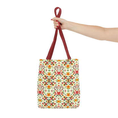 Tote Bag (AOP), Aries, Zodiac v2, Flower Pattern