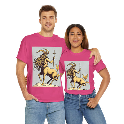 Unisex Heavy Cotton T-Shirt, Capricorn God v2, Zodiac Design