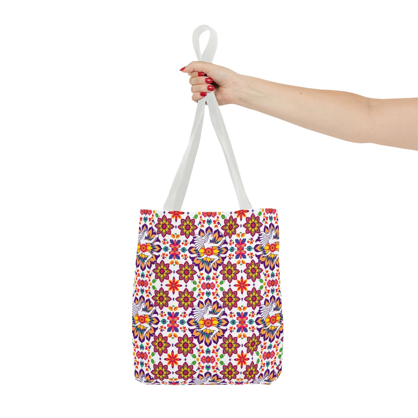 Tote Bag, (AOP), Sagittarius, Zodiac v2, Flower Pattern