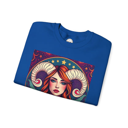 Unisex Heavy Blend™ Crewneck Sweatshirt, Aries, Zodiac v1, Sexy Pattern