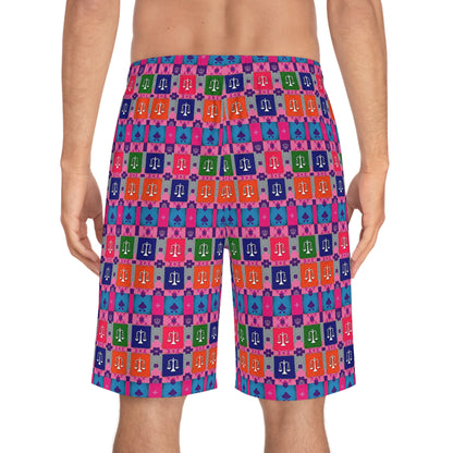 Men's Board Shorts, (AOP), Libra, Zodiac, Shape Pattern