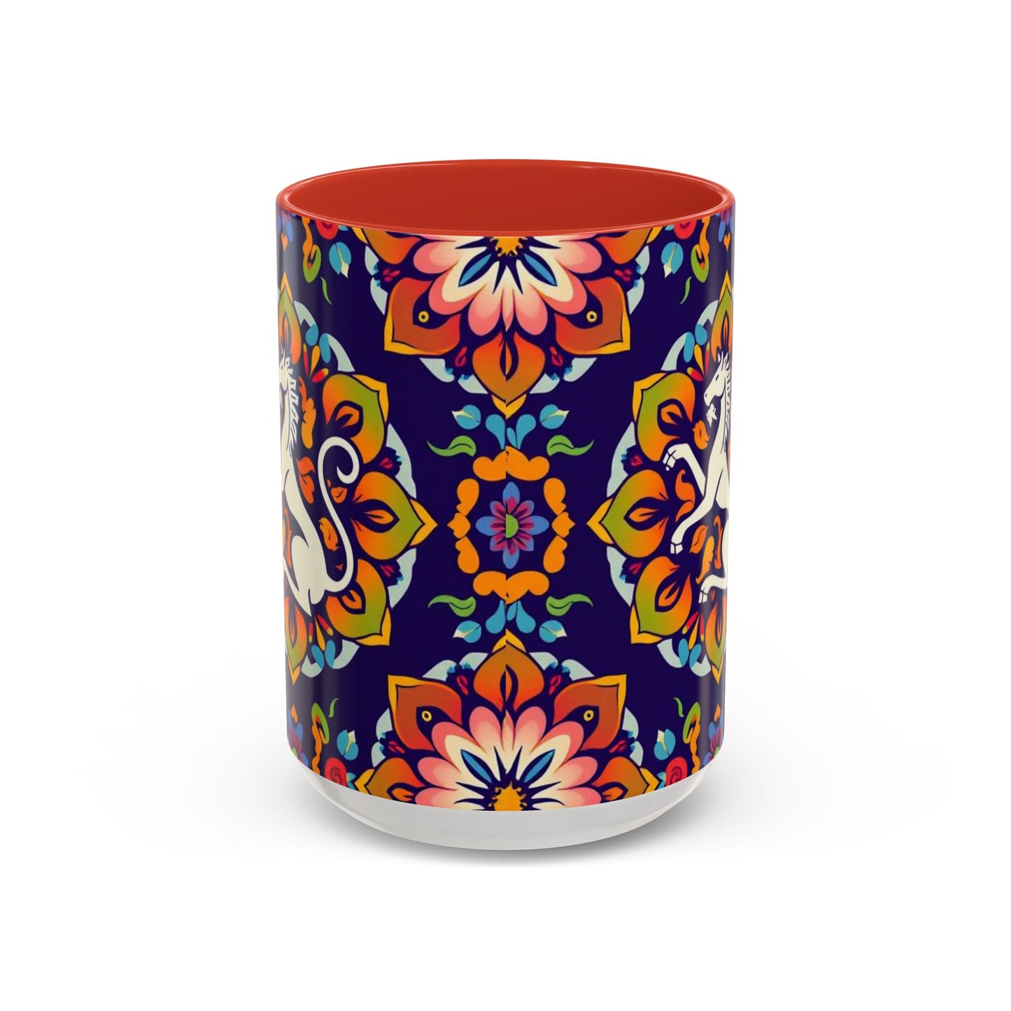 Accent Coffee Mug, Virgo, Zodiac v4. Flower Pattern, (11, 15oz)