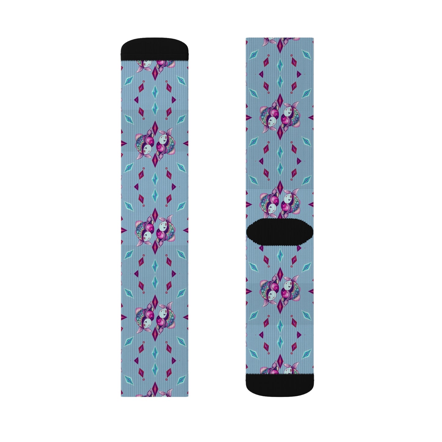 Sublimation Socks, Pisces, Zodiac v3, Jewel Pattern