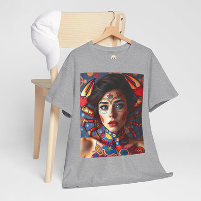 Unisex Heavy Cotton T-Shirt, Cancer, Zodiac v1, Sexy Art