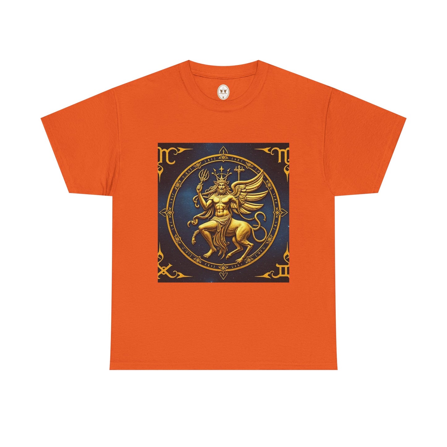 Unisex Heavy Cotton T-Shirt, Gold Angel, Symbol, Virgo Zodiac Design