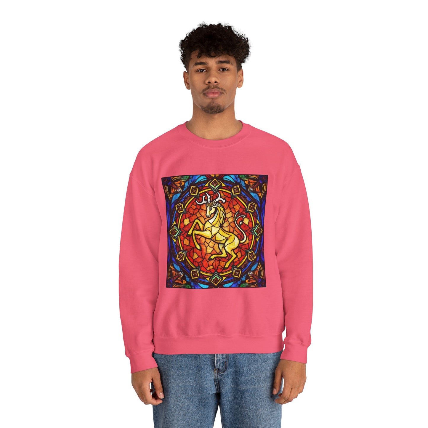 Unisex Heavy Blend™ Crewneck Sweatshirt, Glass 1, Capricorn Zodiac Design