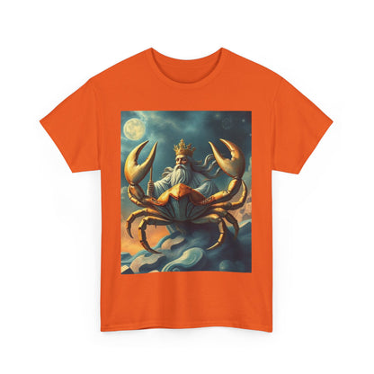 Unisex Heavy Cotton T-Shirt, Crustacean King, Cancer Zodiac Design
