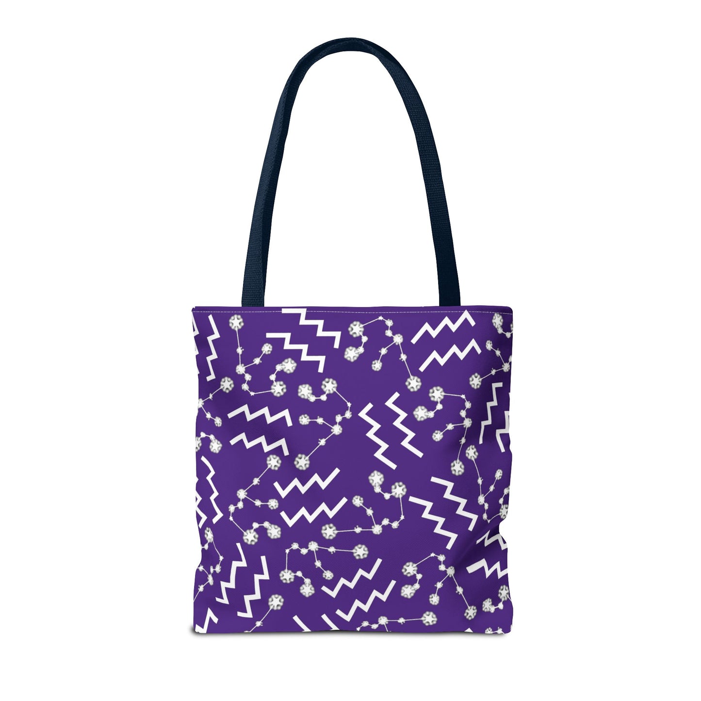 Tote Bag, Aquarius Zodiac Sign, AOP, (Purple, White)