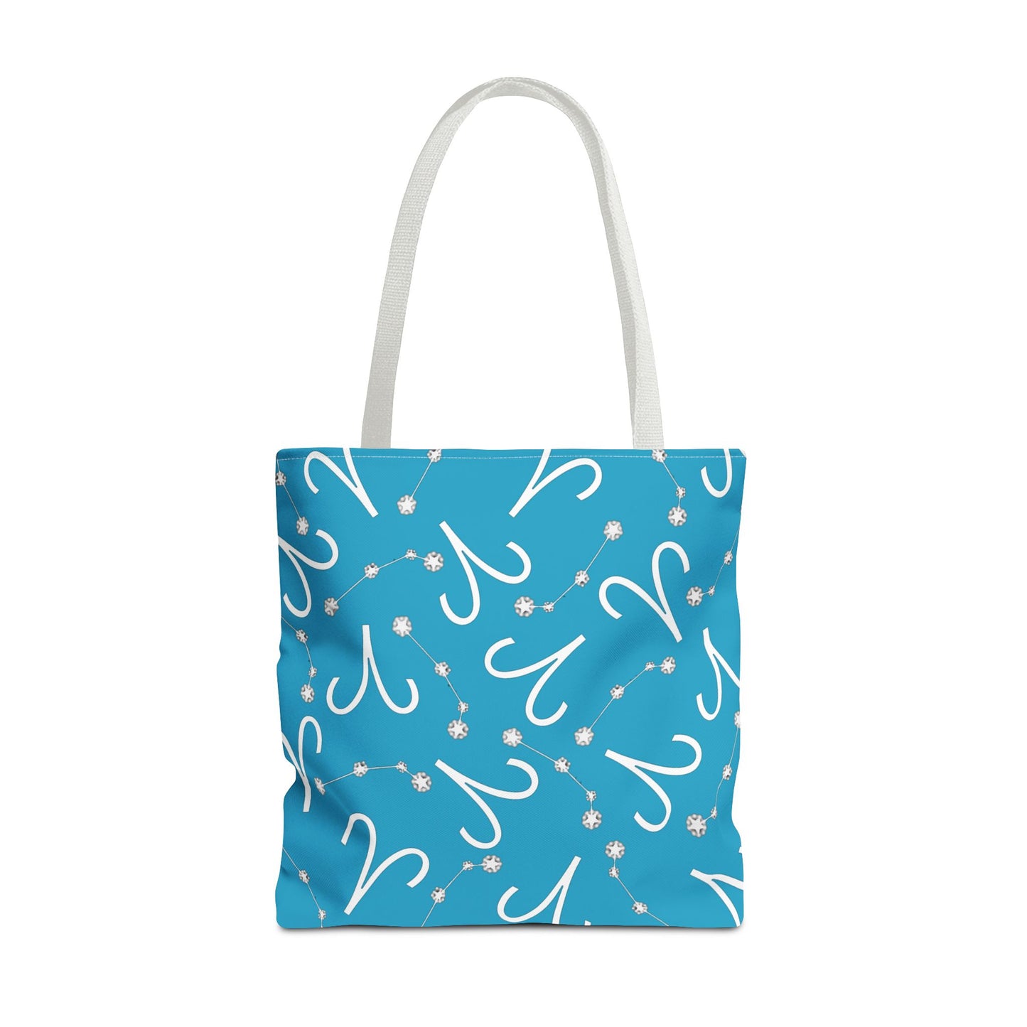 Tote Bag, Aries Zodiac Sign, AOP, (Turquoise, White)