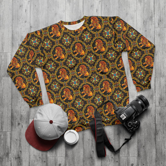 Unisex Sweatshirt (AOP), Leo, Zodiac v4, Jewel Pattern