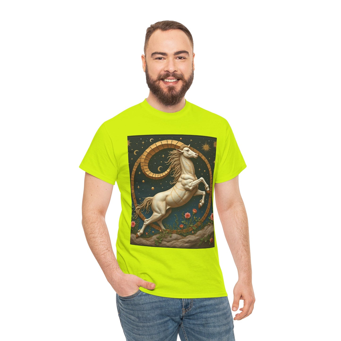 Unisex Heavy Cotton T-Shirt, Aries Animal 1v, Zodiac Design