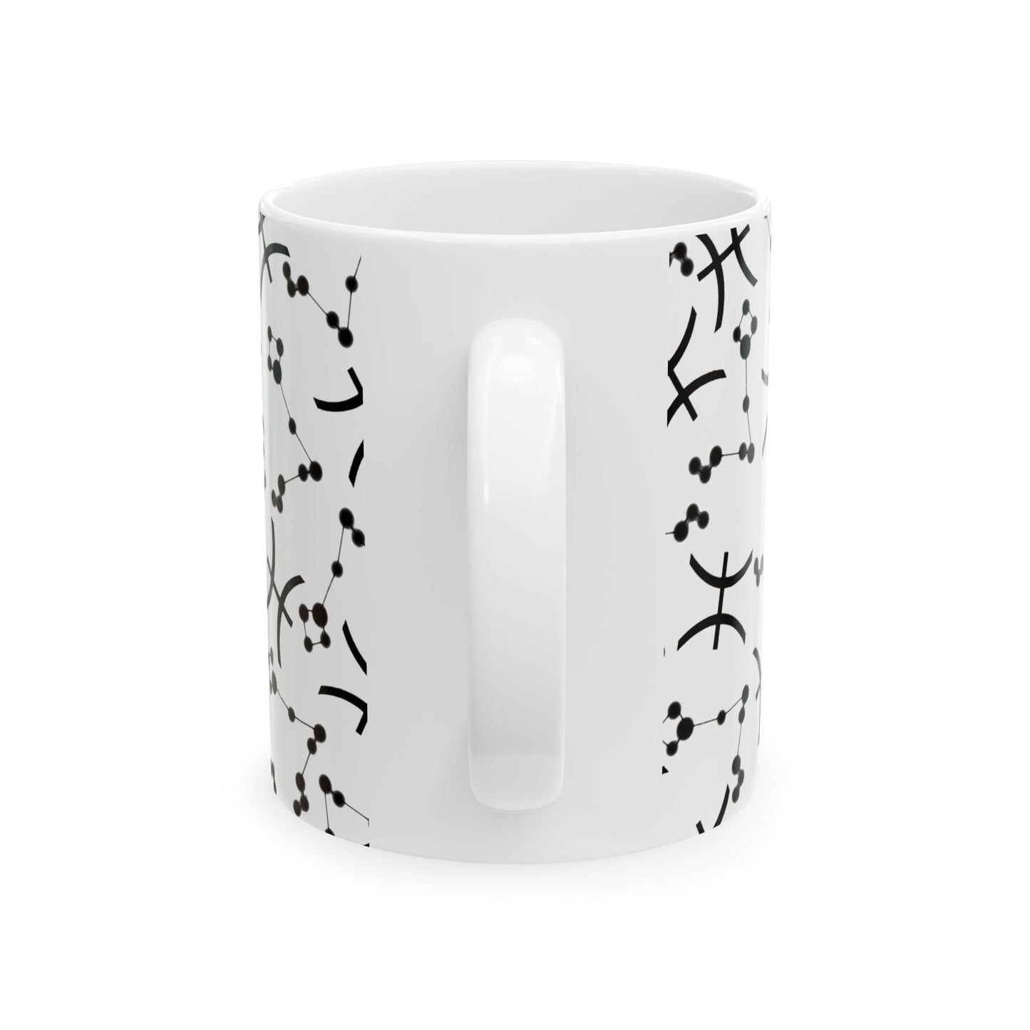 Ceramic Mug, (11oz, 15oz), Ceramic Coffee Mug, AOP, Constellation & Symbol, Pisces Zodiac Design