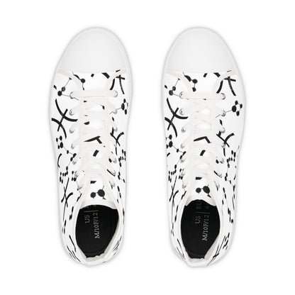 Men's High Top Sneakers, Breathable polyester canvas, Pisces Zodiac Design