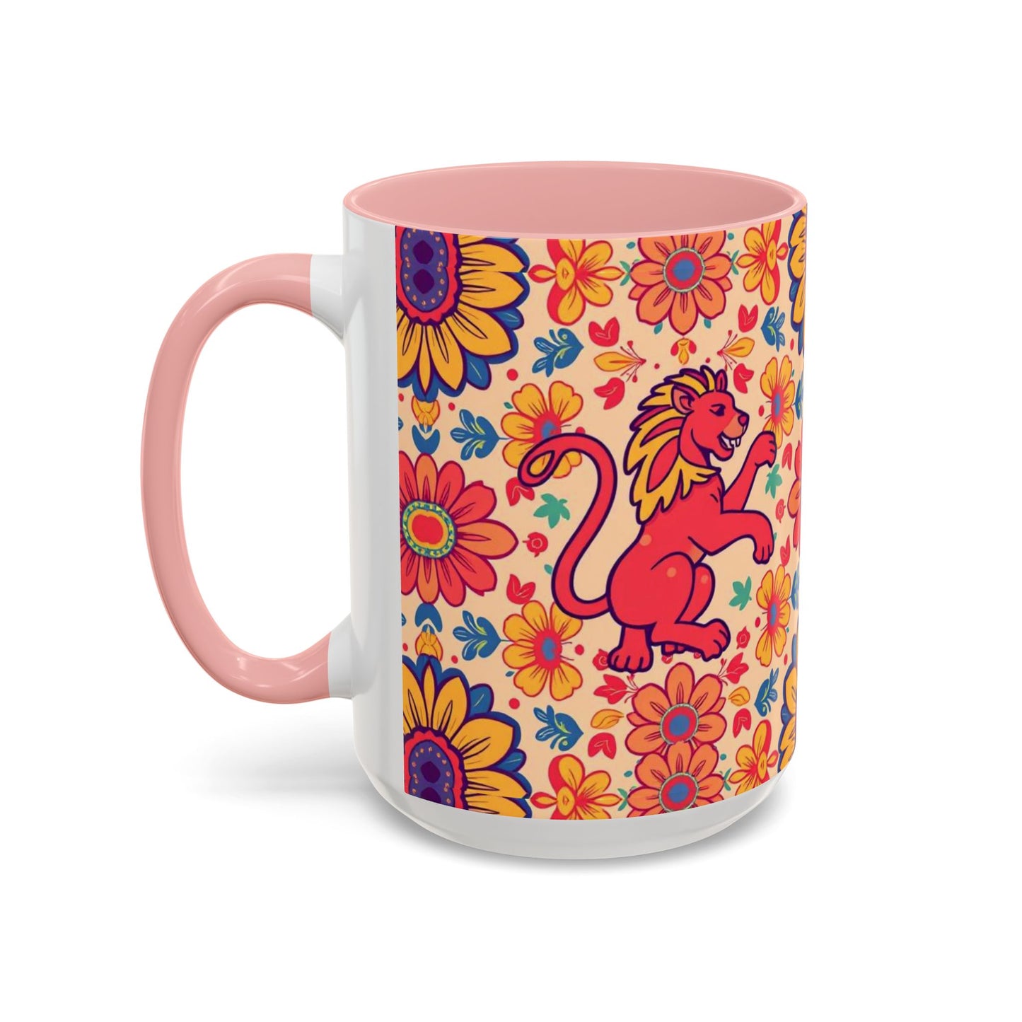 Accent Coffee Mug, Leo, Zodiac, Flower Pattern, (11, 15oz)