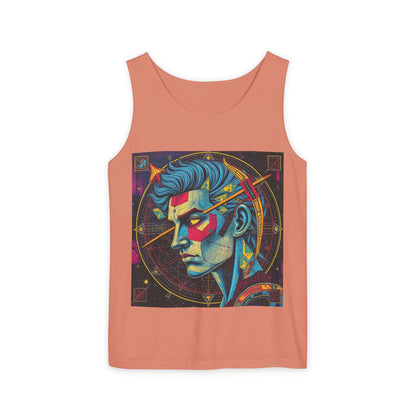 Unisex Garment-Dyed, Tank Top, Sagittarius Design, Pop Art v1, 100% US cotton