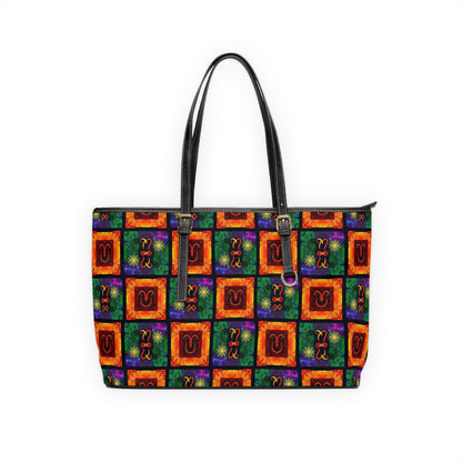 Leather Shoulder Bag, Capricorn, Zodiac v3, Shapes Pattern
