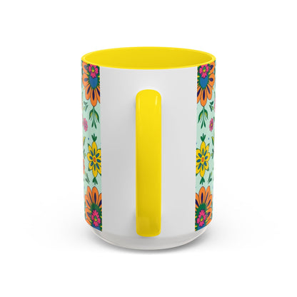 Accent Coffee Mug, Aquarius, Zodiac, Flower Pattern, (11, 15oz)