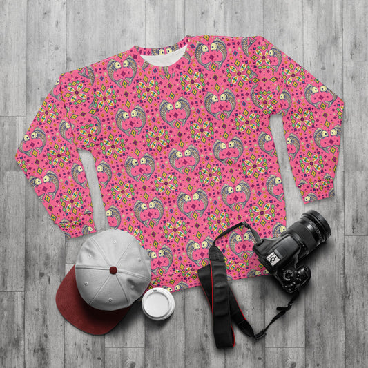 Unisex Sweatshirt (AOP), Pisces, Zodiac v1, Jewel Pattern
