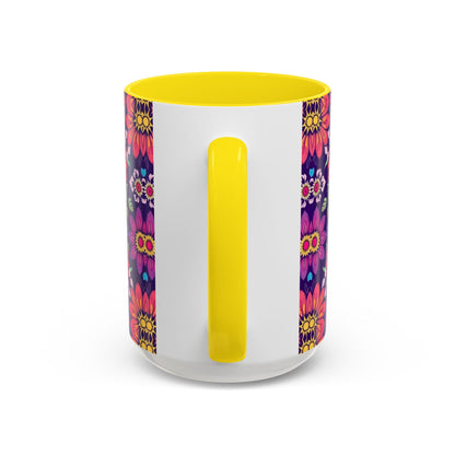 Accent Coffee Mug, Libra, Zodiac v3, Flower Pattern, (11, 15oz)