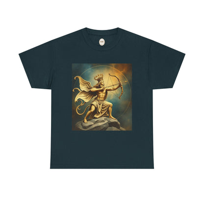 Unisex Heavy Cotton T-Shirt, Sagittarius King, Bow & Arrow v1, Zodiac Design