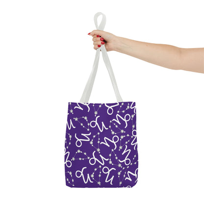 Tote Bag, Capricorn Zodiac Sign, AOP, (Purple, White)