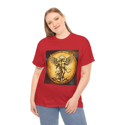 Unisex Heavy Cotton T-Shirt, Angel Twin, Gemini Zodiac Design