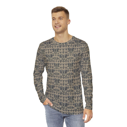 Men's Long Sleeve Shirt, (AOP), Aries, Zodiac, Pattern