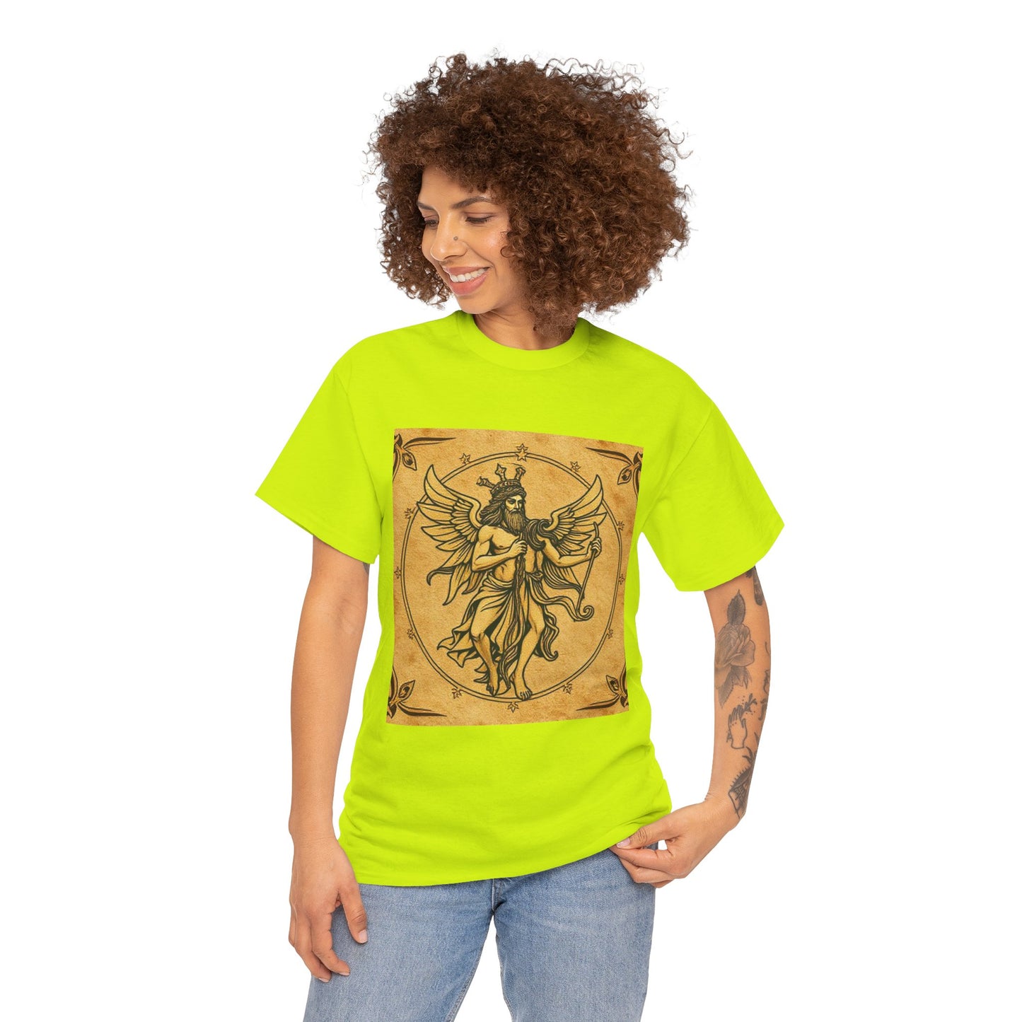 Unisex Heavy Cotton T-Shirt, Pencil Art, Gemini Zodiac Design