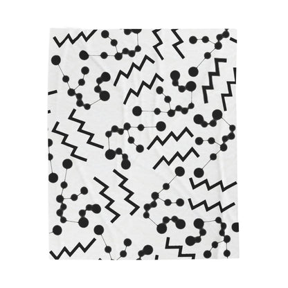 Velveteen Plush Blanket, Aquarius Zodiac Sign, Constellation & Symbol, White, 100% polyester